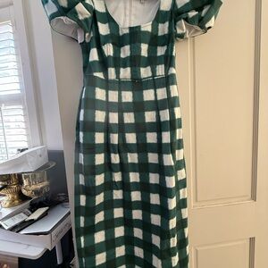 Tuckernuck Forest Green and White Midi Dress
